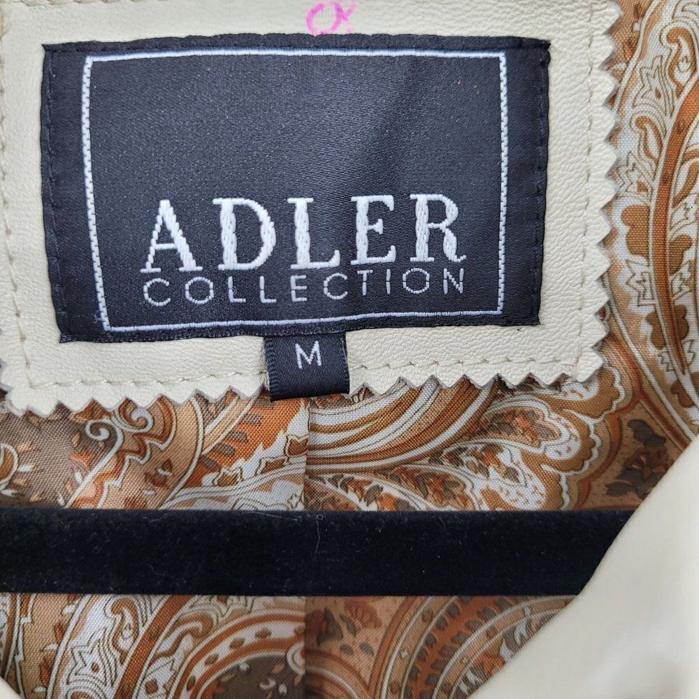 Adler Collection Lamb Skin Leather Moto Jacket M Cream Retro 70s Studded Zip - Picture 14 of 16